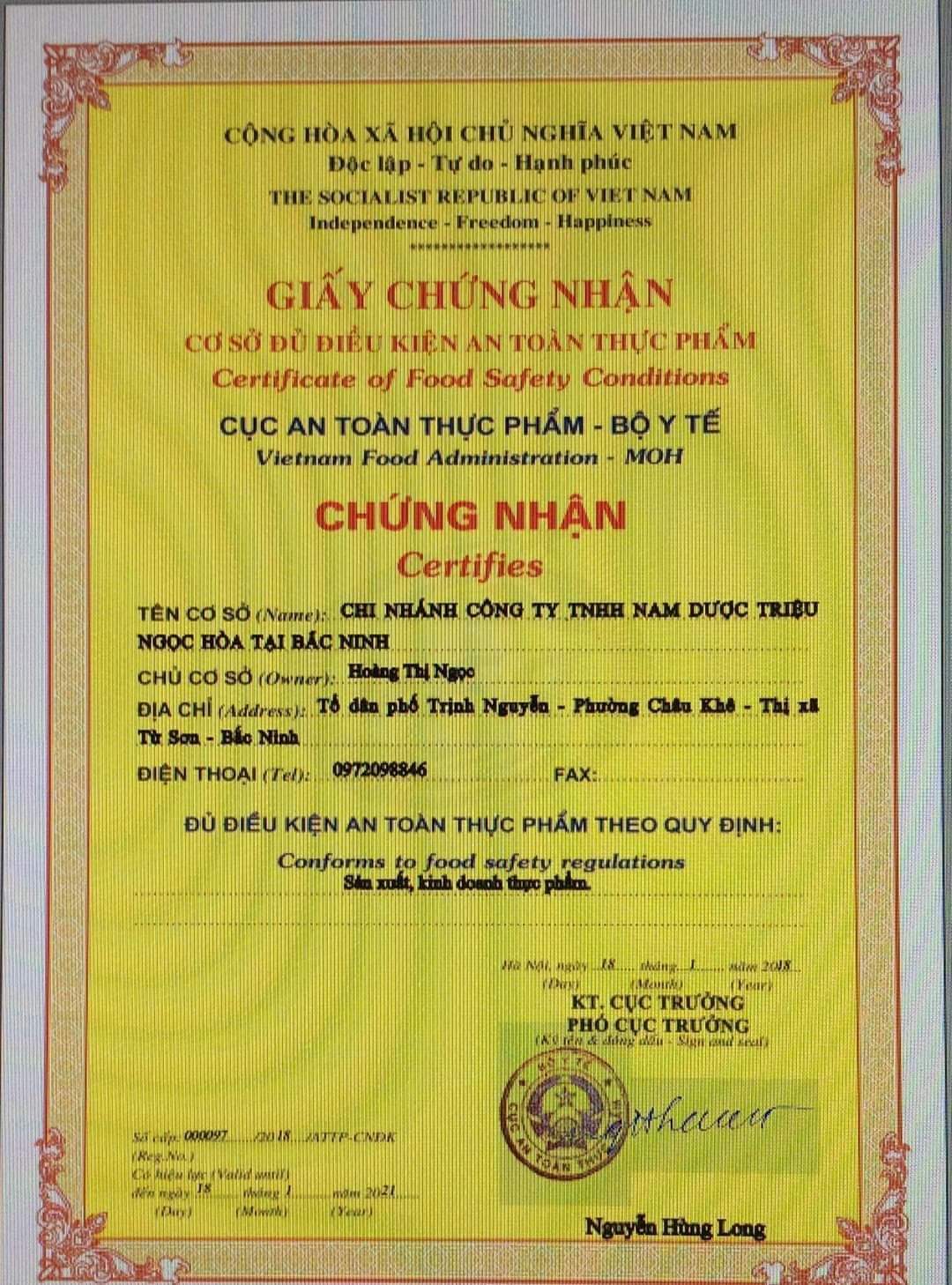 chứng nhận